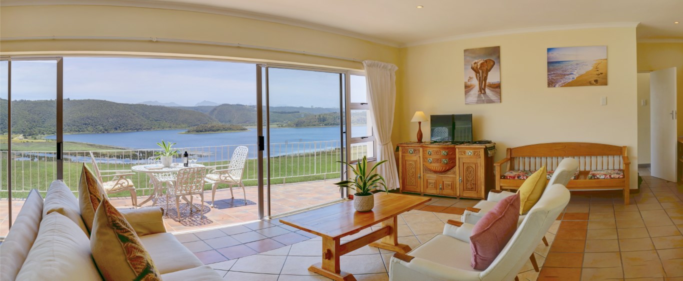 Apartment 1 balcony overlooking island lake